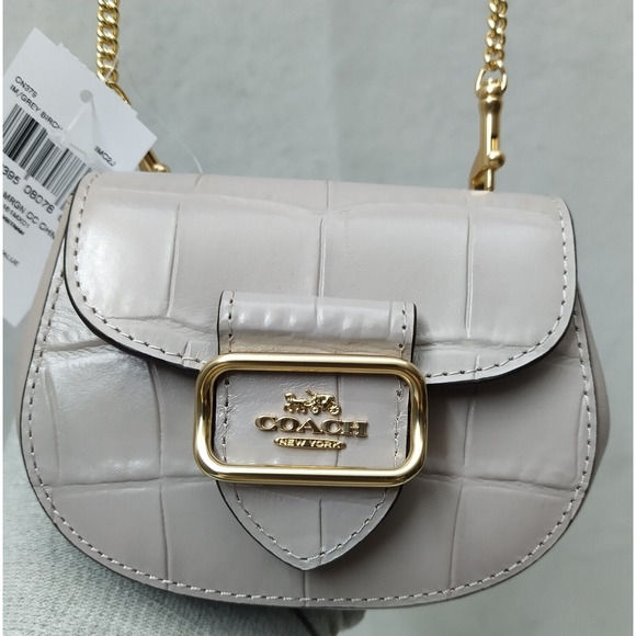 Coach Morgan Gray Brich Leather Card Holing Chain Crossbody Bag - NWT $248 - Picture 1 of 13